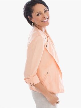 Chico's Light Peach Open-Front Utility Jacket